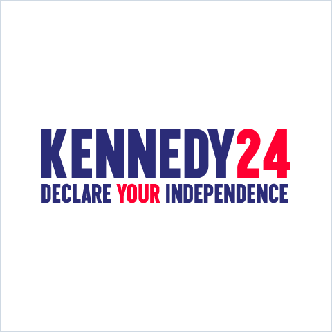 Kennedy24 declare your independence with a white background and blue + red text